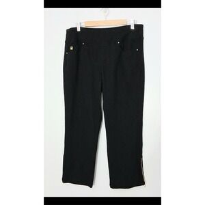 Belle by Kim Gravel Jeans Women's Size 16 Black Pull-on Zip Up Hems Cropped